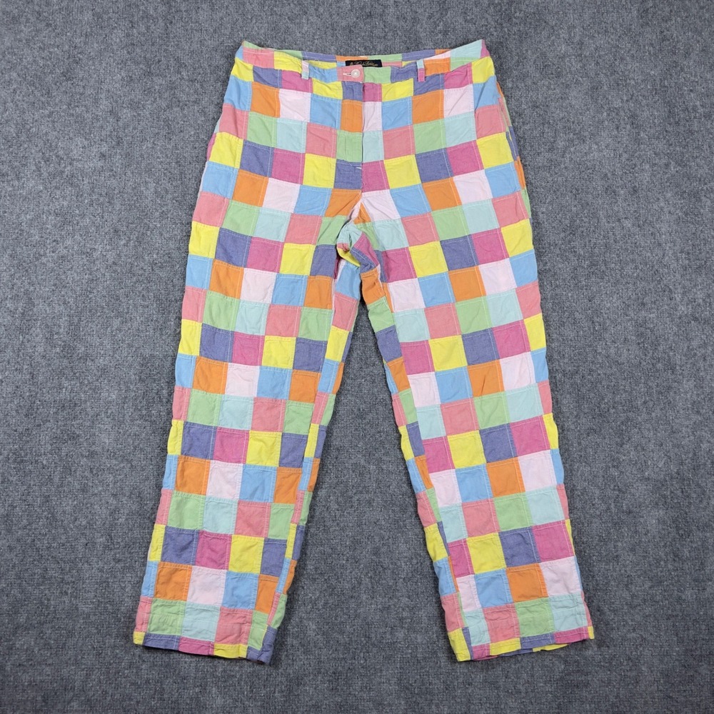 Brooks Brothers Patchwork Pants Womens 10 Multicolor Pastel Cotton Trousers